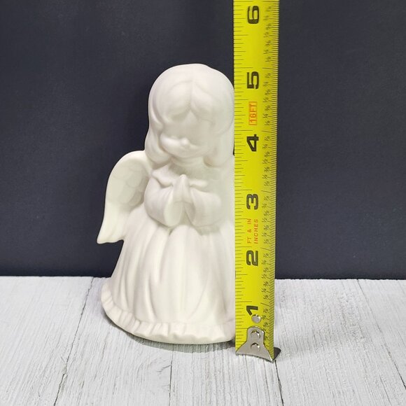 Miniature Praying Angel Figurine Porcelain Statue White 5'' Tall Decorative - Picture 5 of 6